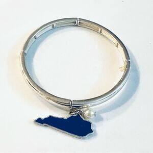 Kentucky Silver Stretch Bracelet with Blue Enamel Charm